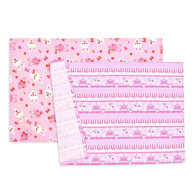 ランチョンマット(40cm×60cm) 柄違い2枚セット ハッピーうさちゃんとメリーゴーランドセット・ピンク