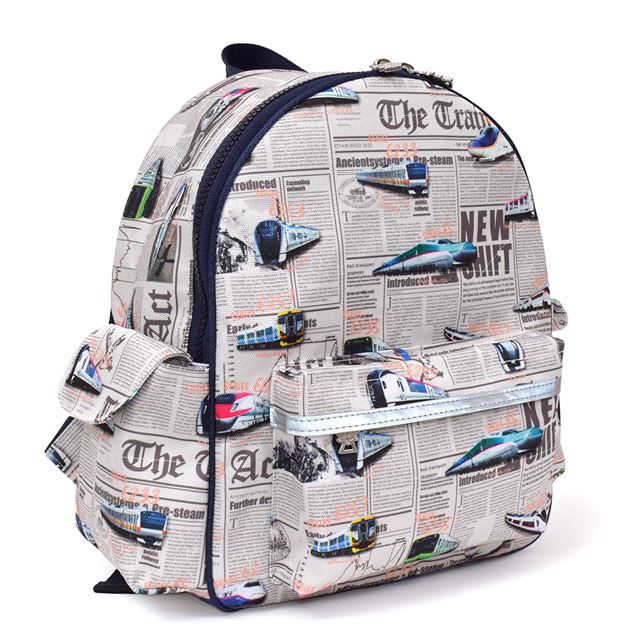 送料無料 通園リュック リフレクター付き 撥水・軽量タイプ 新幹線と鉄道ワールド・グレー