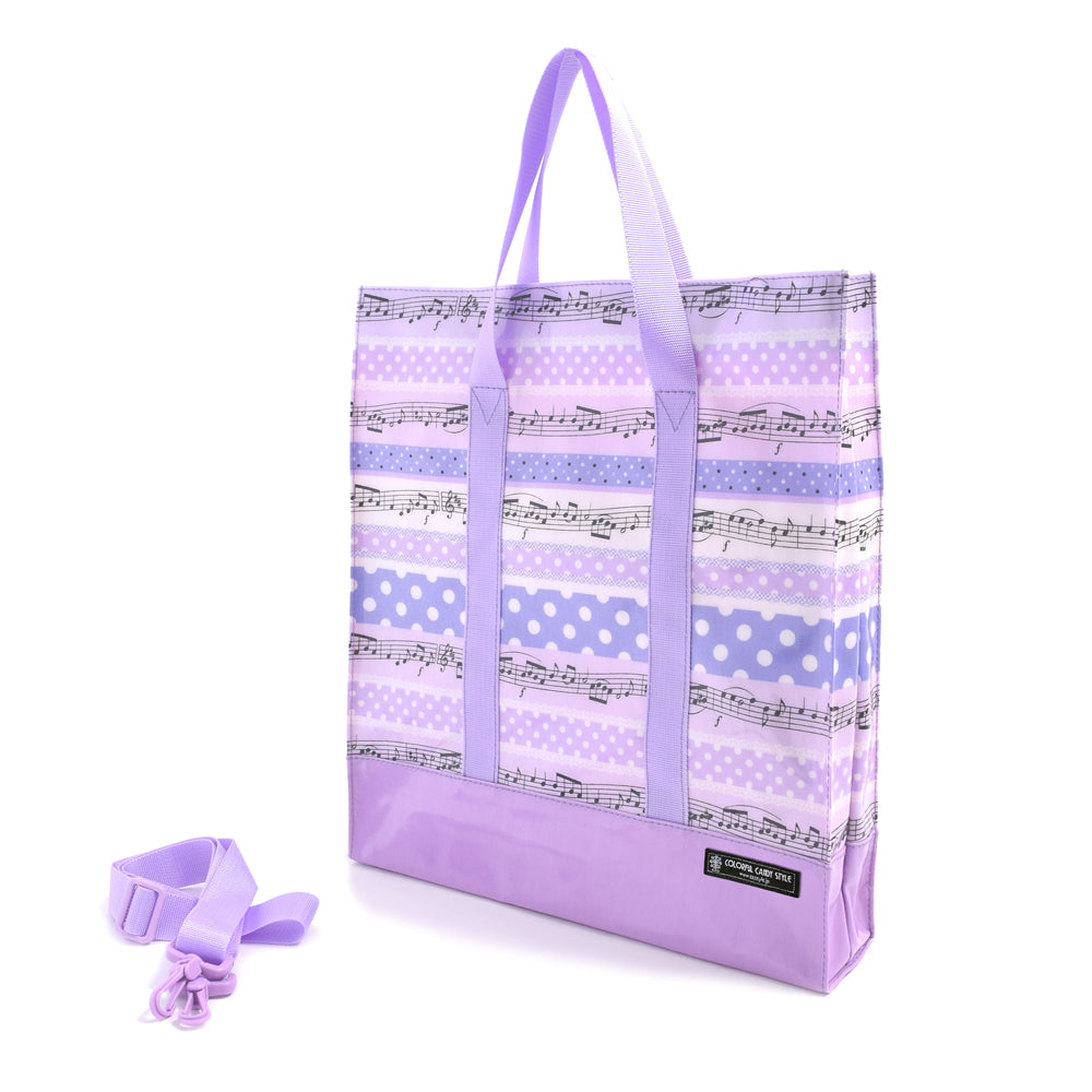 縦型レッスンバッグ・音楽バッグ 奏でるメロディー弾ける水玉リズム(ラベンダー)