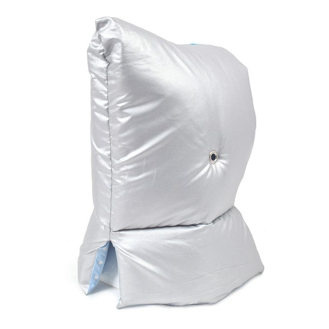 Japan Fire Retardant Association Pass Certified Materials Disaster Prevention Hood (with Chair Fixing Rubber) Flame Retardant Silver Type (Polka Dot/Light Blue)
