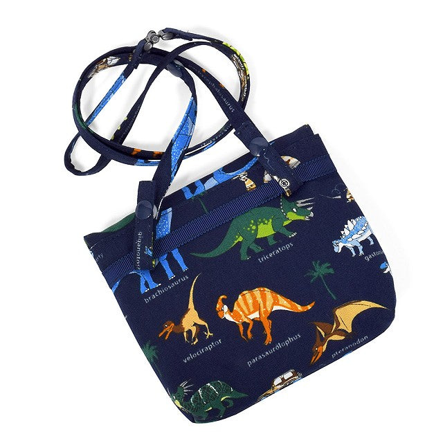 送料無料 【ラージタイプ】移動ポケット・付けポケット ショルダーベルト付き 発見!探検!恐竜大陸(ネイビー)