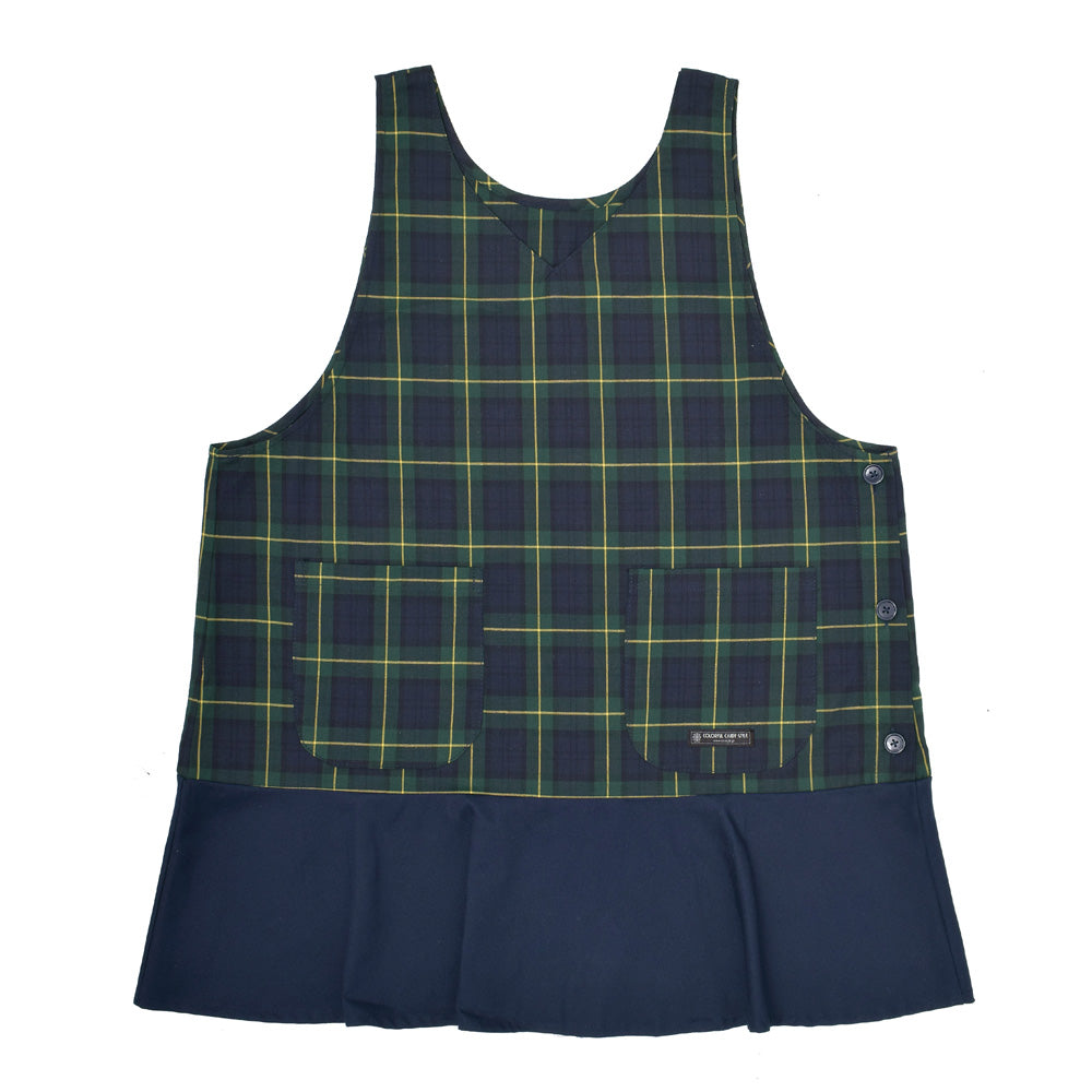 保育士エプロン タータンチェック・ダークグリーン