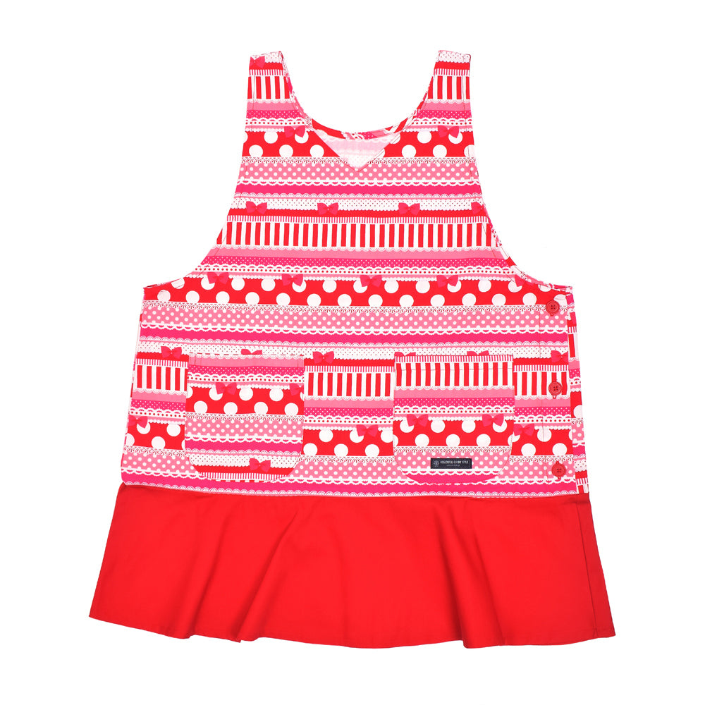 保育士エプロン ガーリーRibbonとラズベリードット