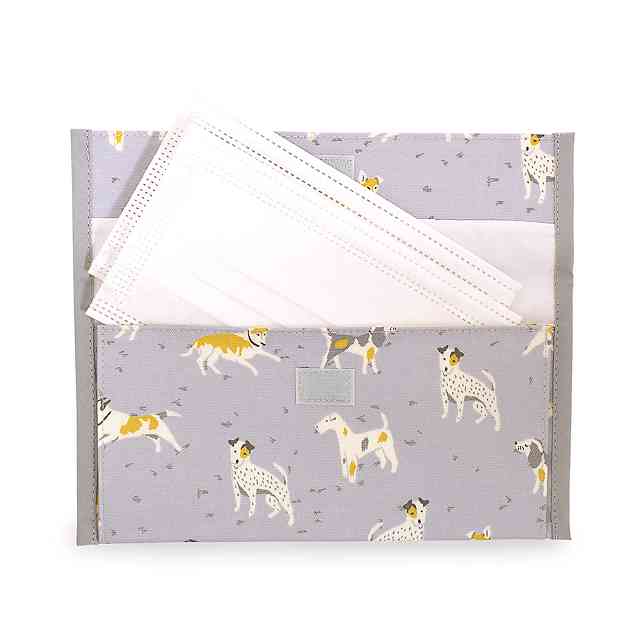 LAURA ASHLEY 抗菌マスクケース ダブルポケット DOGS