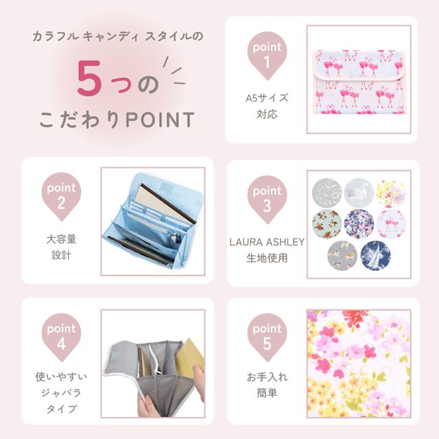 LAURA ASHLEY 母子手帳ケース(ジャバラタイプ) 撥水・軽量タイプ Lisette