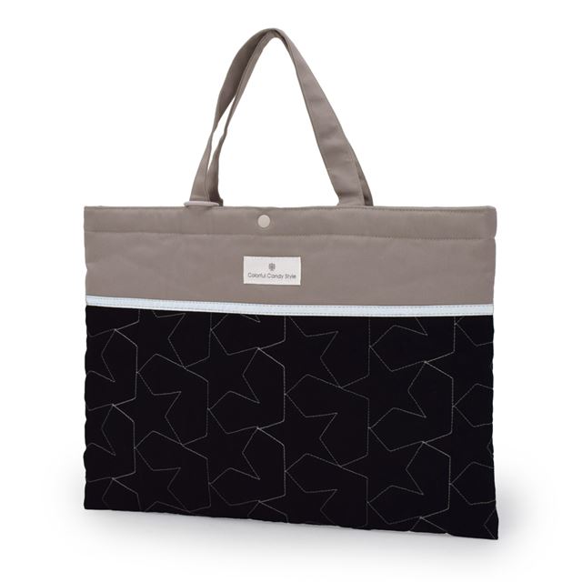 【12%OFF：入園入学期間限定割引】 レッスンバッグ キルティング (ループ付き) リフレクター付き くすみ無地 くすみブラック