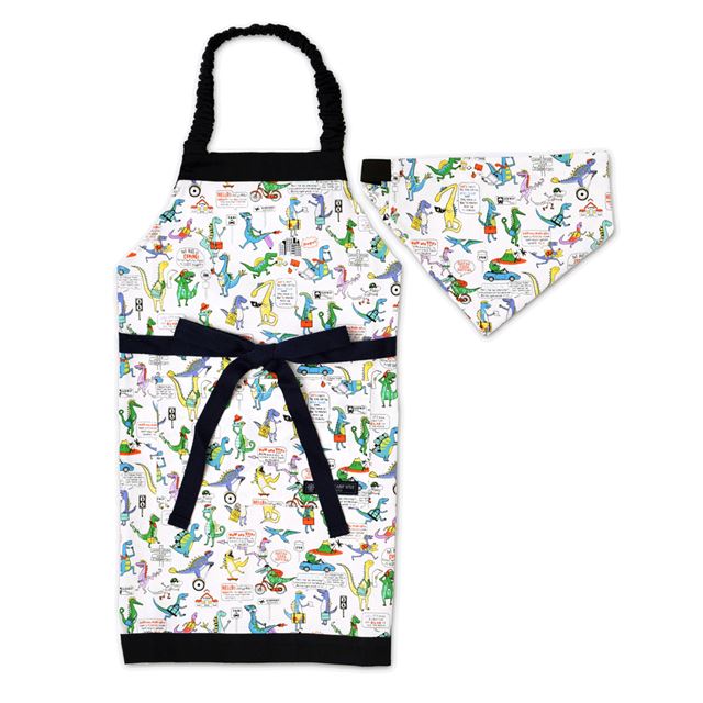 子どもエプロン(100～120cm) 恐竜タウンは大忙し — COLORFUL CANDY STYLE