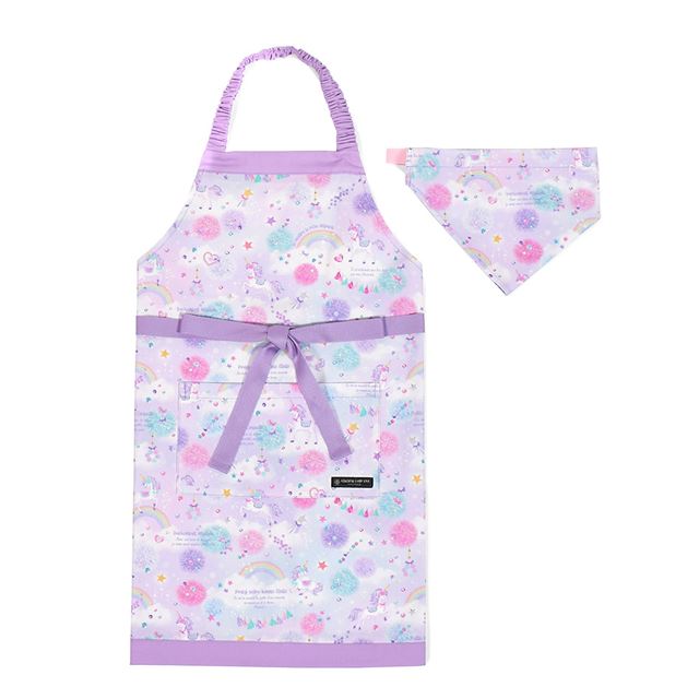 【女の子人気柄：ファンタジー】子どもエプロン ユニコーン / バタフライ / バルーン / キャンディ (100-120cm・130-160cm・150cm-フリーサイズ)