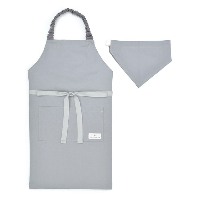 子どもエプロン (100～120cm) くすみ無地 グレイッシュブルー