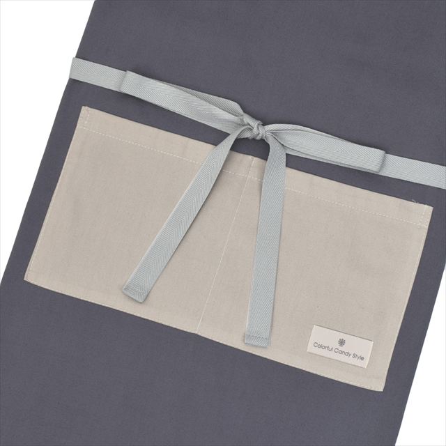 新登場 エプロン(150～170cm) 手提げバッグ・三角巾付き くすみ無地 くすみアッシュブルー