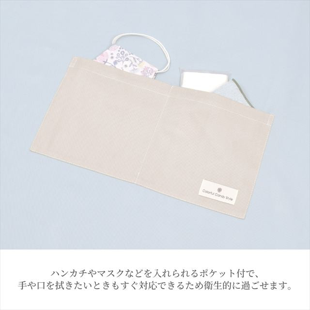 新登場 エプロン(150～170cm) 手提げバッグ・三角巾付き くすみ無地 くすみアッシュブルー