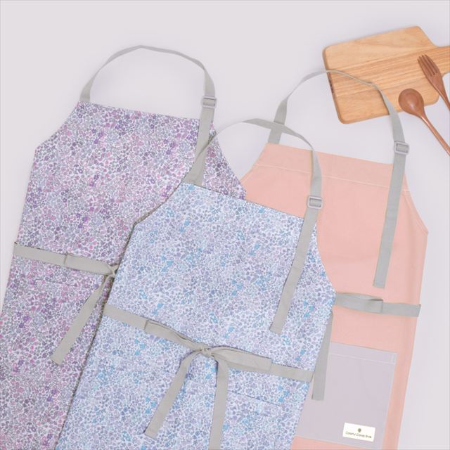 新登場 エプロン(150～170cm) 手提げバッグ・三角巾付き くすみ無地 くすみミントグリーン