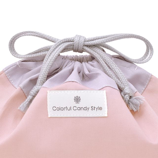 カラフルキャンディスタイルのお弁当袋。子供用で、お弁当箱やお箸が入るかわいいマチ付き巾着袋。男の子と女の子兼用で大活躍。