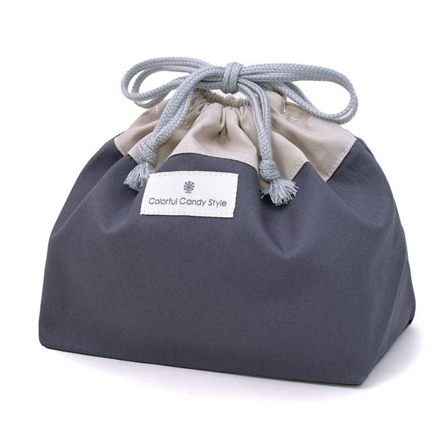 カラフルキャンディスタイルのお弁当袋。子供用で、お弁当箱やお箸が入るかわいいマチ付き巾着袋。男の子と女の子兼用で大活躍。