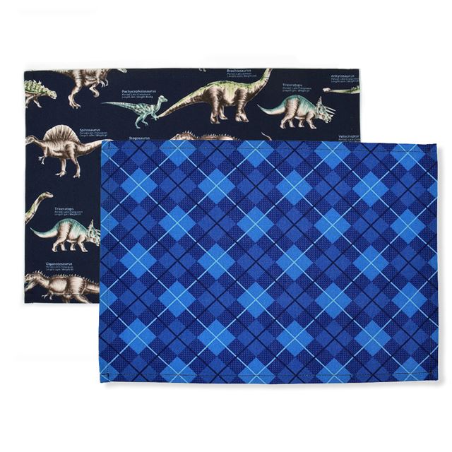 [SALE: 30% OFF] Placemat (25cm x 35cm) Set of 2 different patterns Explore! Dinosaur Continent Set 