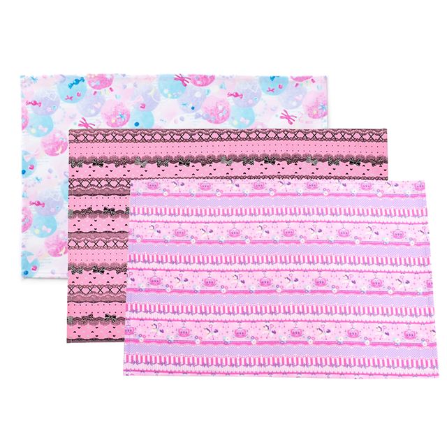 [SALE: 60% OFF] Placemats (40cm x 60cm) Set of 3 different patterns Pink flamingo and pastel merry-go-round set 