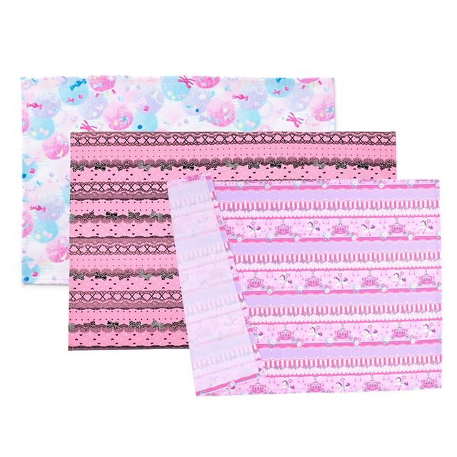 [SALE: 60% OFF] Placemats (40cm x 60cm) Set of 3 different patterns Pink flamingo and pastel merry-go-round set 