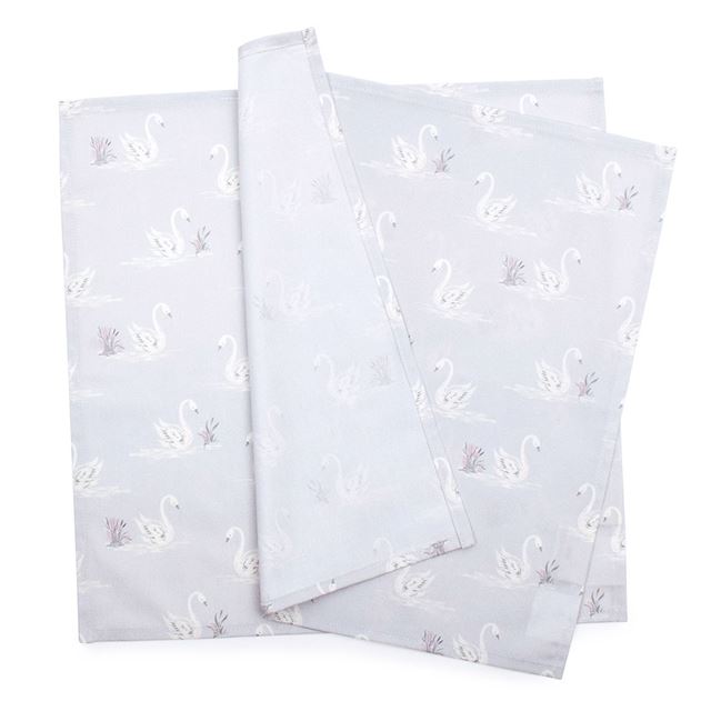 LAURA ASHLEY ランチクロス・給食ナフキン(45cm×45cm) 2枚セット Swans