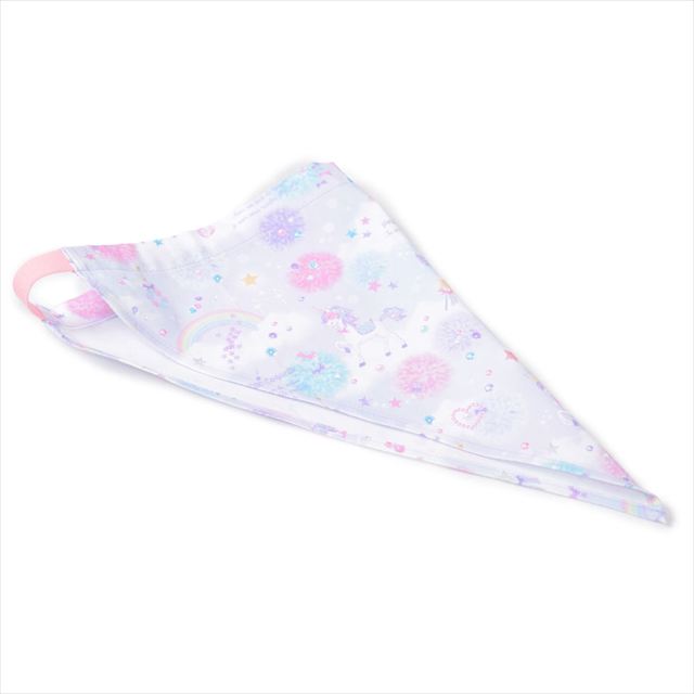 カラフルキャンディスタイルの三角巾付きキッズエプロン。子供用で、かぶるだけのバッククロスタイプ。男の子と女の子兼用で大活躍。
