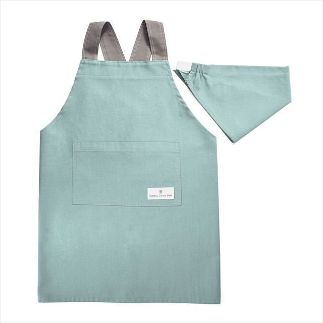 カラフルキャンディスタイルの三角巾付きキッズエプロン。子供用で、かぶるだけのバッククロスタイプ。男の子と女の子兼用で大活躍。
