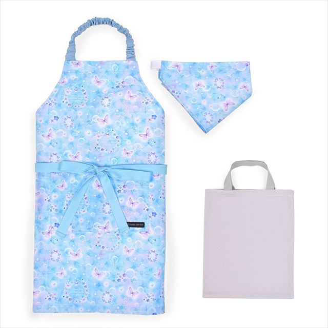 カラフルキャンディスタイルの三角巾付きキッズエプロン。水や液体が表面に弾いて滑り落ちるはっ水機能。調理実習やお手伝いなど、調理中や食べこぼしの汚れを防ぎ、汚れてもサッと拭くだけお手入れ簡単です。
