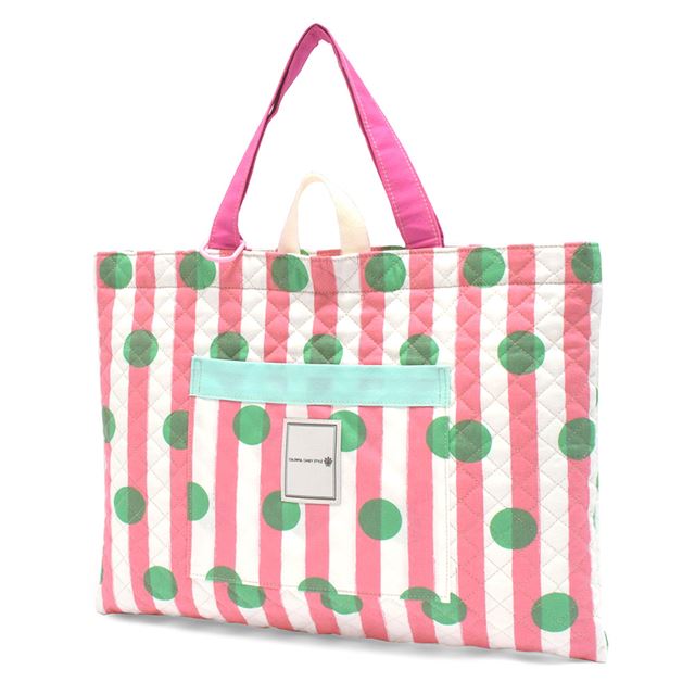 [SALE: 50% OFF] Lesson Bag Quilted Dot &amp; Stripe Pink 