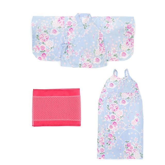 浴衣セット 朝露バラ・パープル