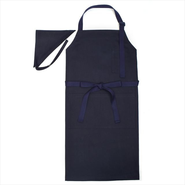 新登場 エプロン(150～170cm) 手提げバッグ・三角巾付き ディープネイビー