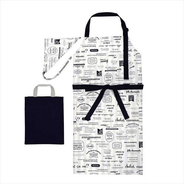 【15%OFF：入園入学早期割引】 エプロン(150～170cm) 手提げバッグ・三角巾付き マルシェドパリ