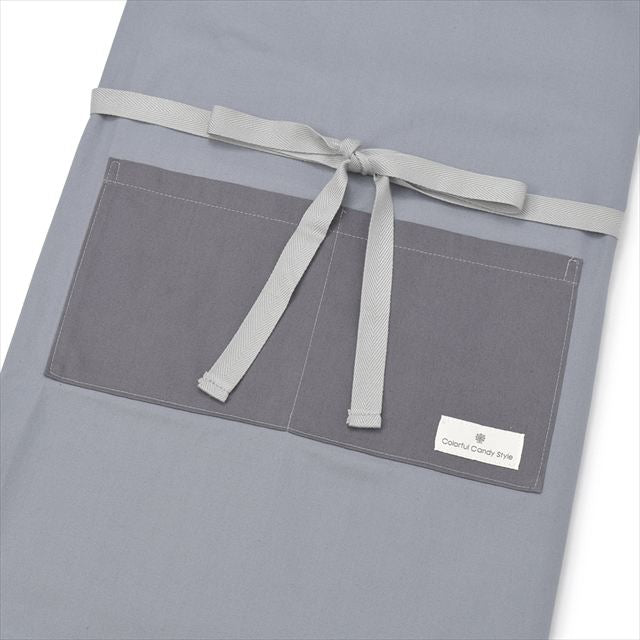 新登場 エプロン(150～170cm) 手提げバッグ・三角巾付き くすみ無地 くすみグレイッシュブルー