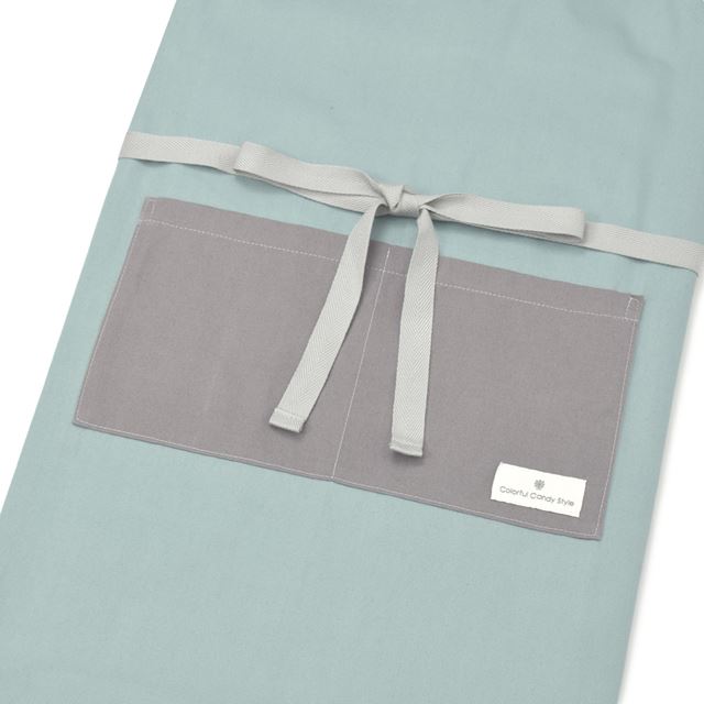 エプロン(150～170cm)三角巾付き くすみ無地 くすみターコイズ