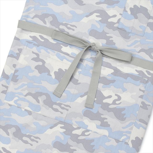 新登場 エプロン(150～170cm) 手提げバッグ・三角巾付き カモフラ・アイスグレー