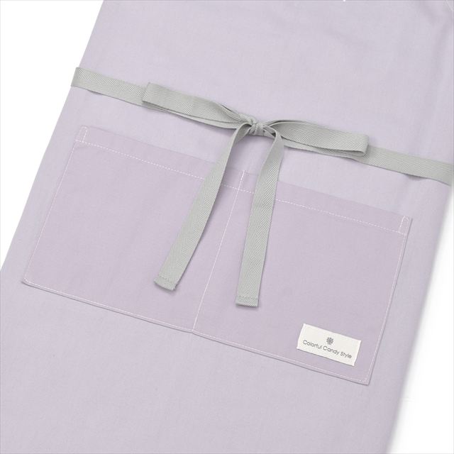 新登場 エプロン(150～170cm) 手提げバッグ・三角巾付き くすみ無地 くすみラベンダー