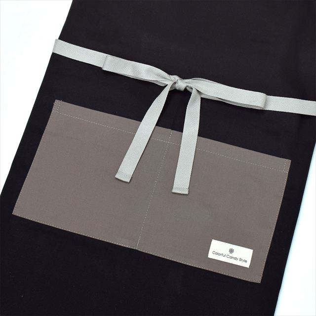 新登場 エプロン(150～170cm) 手提げバッグ・三角巾付き くすみ無地 くすみブラック