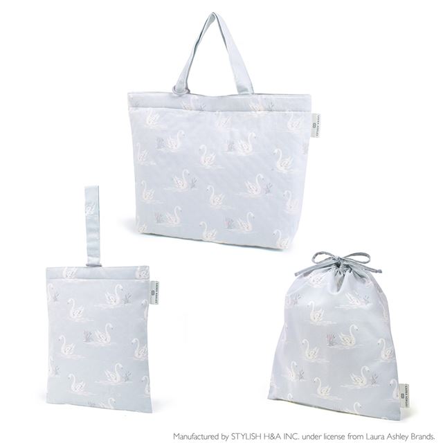 送料無料 【LAURA ASHLEY人気ランキングTOP7】入園入学シリーズ マチ付きバッグ・巾着3点セット