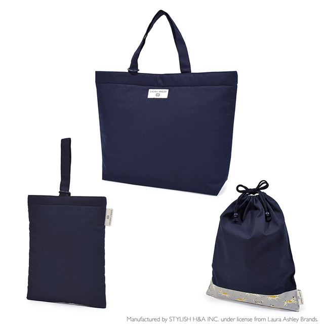 送料無料 【LAURA ASHLEY人気ランキングTOP7】入園入学シリーズ マチ付きバッグ・巾着3点セット