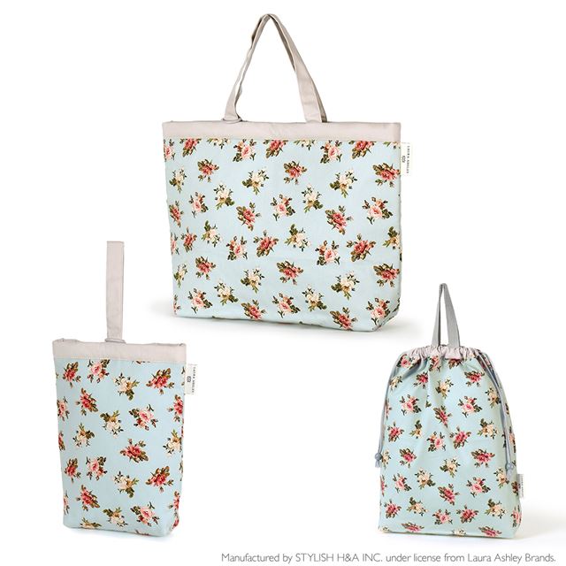送料無料 【LAURA ASHLEY人気ランキングTOP7】入園入学シリーズ マチ付きバッグ・巾着3点セット