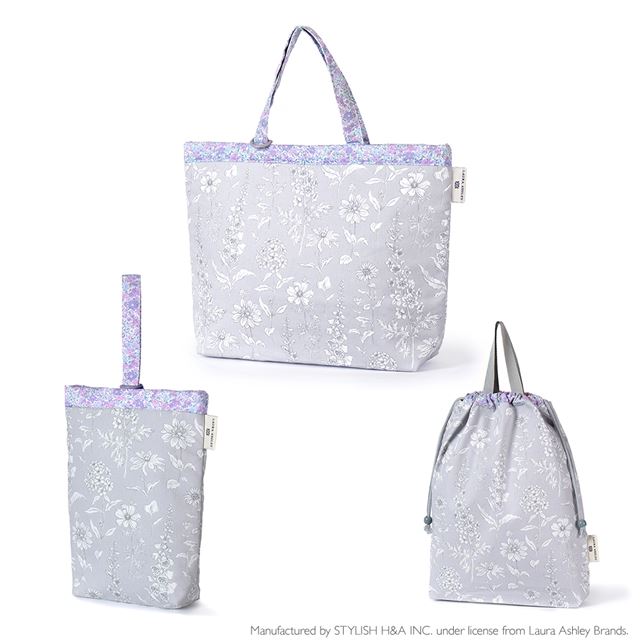 送料無料 【LAURA ASHLEY人気ランキングTOP7】入園入学シリーズ マチ付きバッグ・巾着3点セット