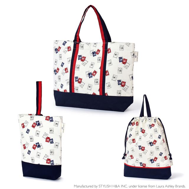 送料無料 【LAURA ASHLEY人気ランキングTOP7】入園入学シリーズ マチ付きバッグ・巾着3点セット
