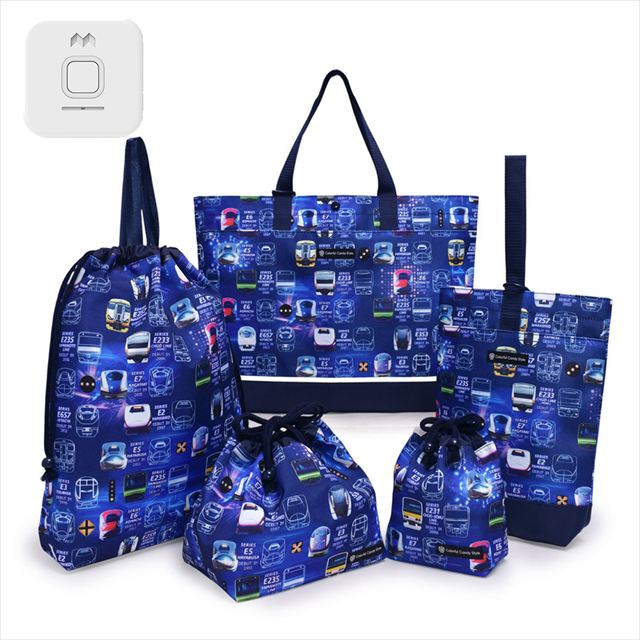 カラフルキャンディスタイルの入園入学5点セット。男の子・女の子兼用で、レッスンバッグ・シューズケース・巾着袋など、通園・通学に大活躍アイテム満載。