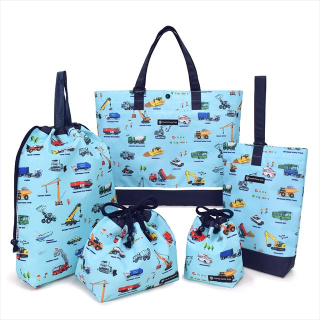 カラフルキャンディスタイルの入園入学5点セット。男の子・女の子兼用で、レッスンバッグ・シューズケース・巾着袋など、通園・通学に大活躍アイテム満載。