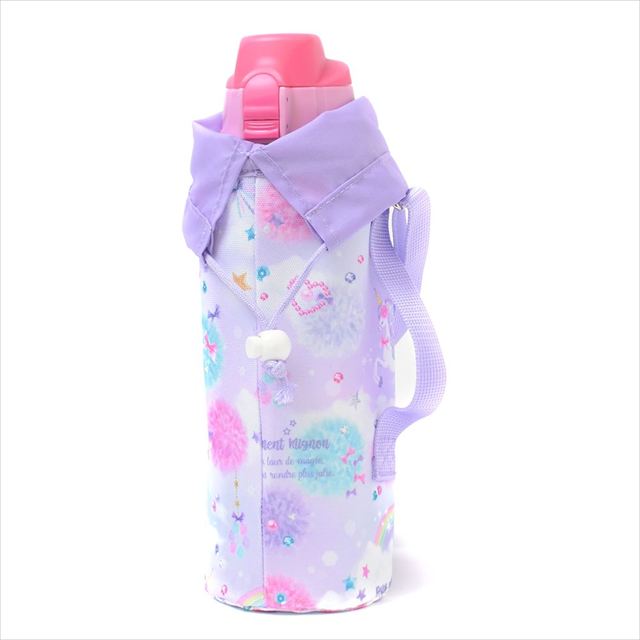 カラフルキャンディスタイルの水筒カバー。肩掛けできるショルダーベルト付き。男の子と女の子兼用で旅行、遠足でも大活躍。