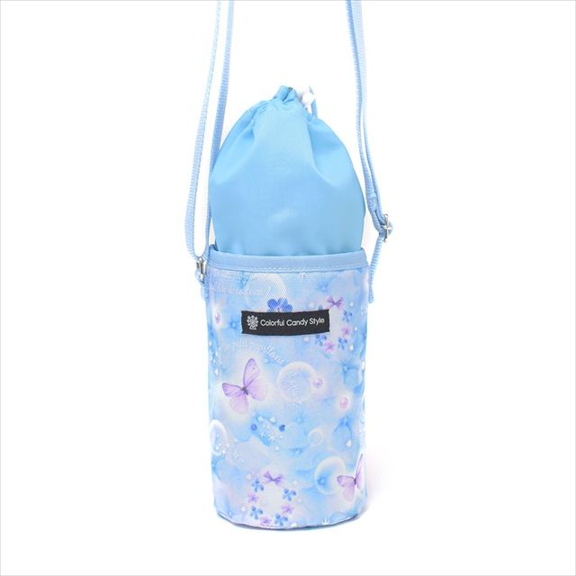 カラフルキャンディスタイルの水筒カバー。肩掛けできるショルダーベルト付き。男の子と女の子兼用で旅行、遠足でも大活躍。