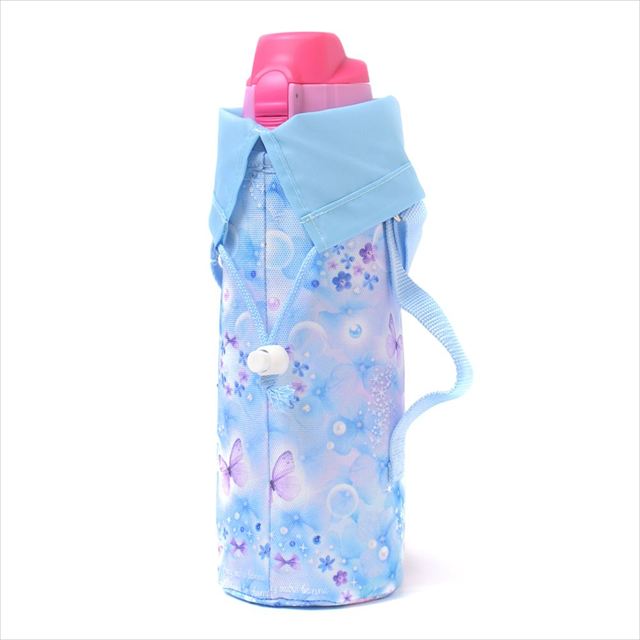 カラフルキャンディスタイルの水筒カバー。肩掛けできるショルダーベルト付き。男の子と女の子兼用で旅行、遠足でも大活躍。