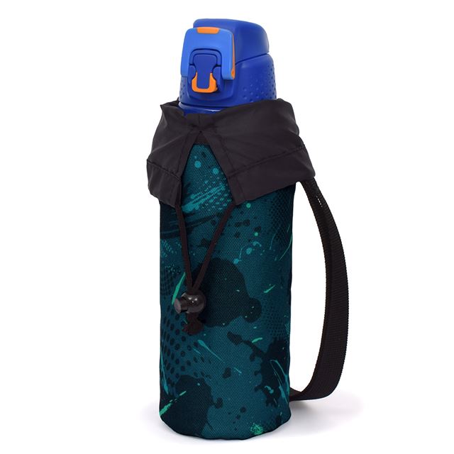 カラフルキャンディスタイルの水筒カバー。肩掛けできるショルダーベルト付き。男の子と女の子兼用で旅行、遠足でも大活躍。