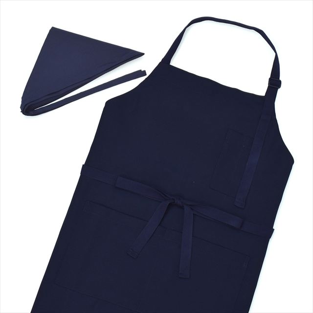 カラフルキャンディスタイルのエプロン（150cm-フリーサイズ）。結びやすいひも付きの三角巾がセット