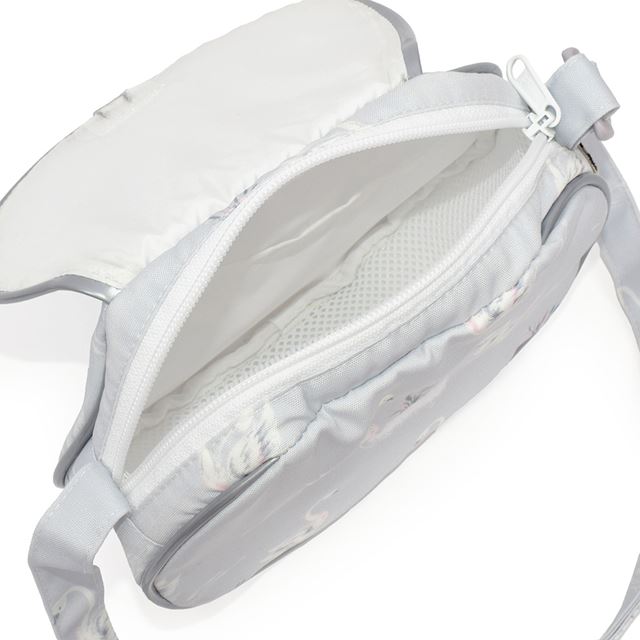 カラフルキャンディスタイルの持って可愛い丸型ポシェット。リボンのチャームがアクセント