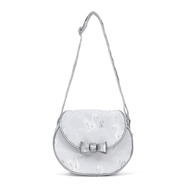 カラフルキャンディスタイルの持って可愛い丸型ポシェット。リボンのチャームがアクセント