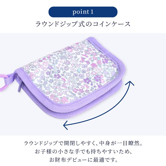 カラフルキャンディスタイルのコインケース。首掛け可能で、ファスナータイプの子供用の小銭入れ。男の子と女の子兼用でお出掛けでも大活躍。