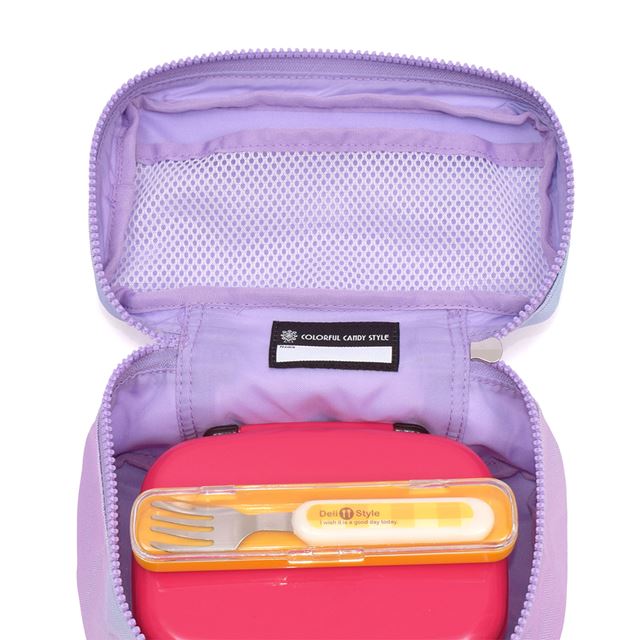 カラフルキャンディスタイルのランチバッグ。子供用の、おしゃれでかわいいバニティタイプ。男の子と女の子兼用で大活躍。